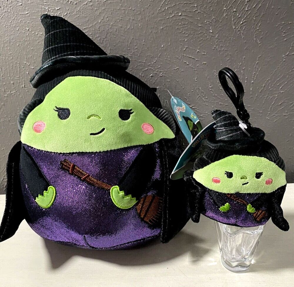 Squishmallow 10” Wicked Elphaba Plush And 3.5” Clip On